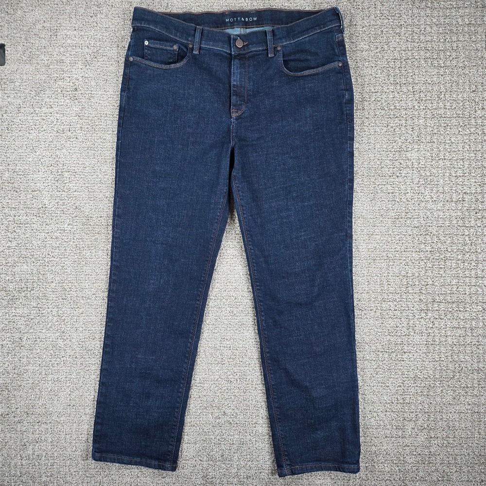 Mott & Bow Slim Wooster Jeans Mens 36x30 Dark Indigo Blue Stretch Denim Pants